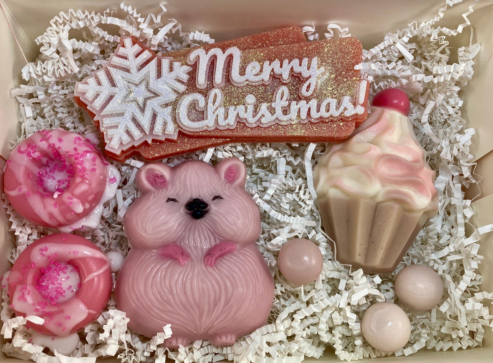 Handmade soap set "Merry Christmas Hamster"