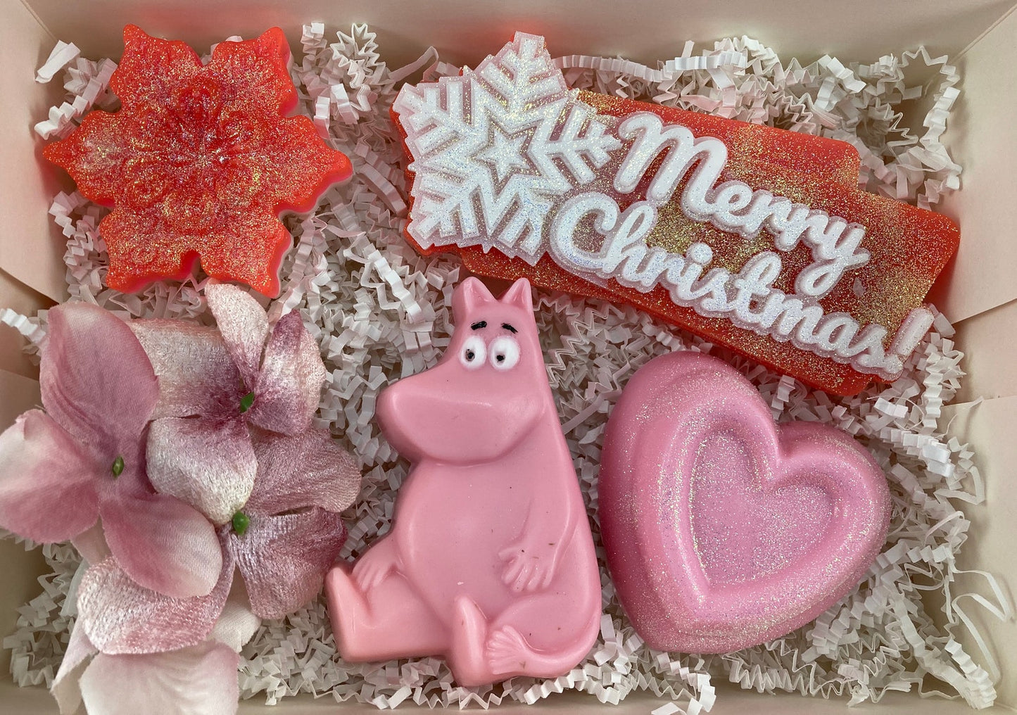 Christmas gift set hippo  includes hippo, snowflake, heart,Merry Christmas sign