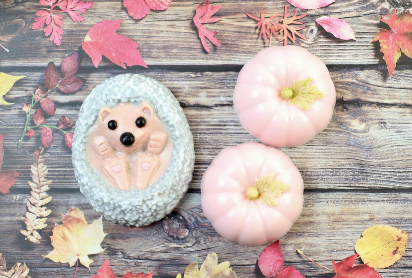 Handmade soap gift set Hedgehog with two Pumpkins