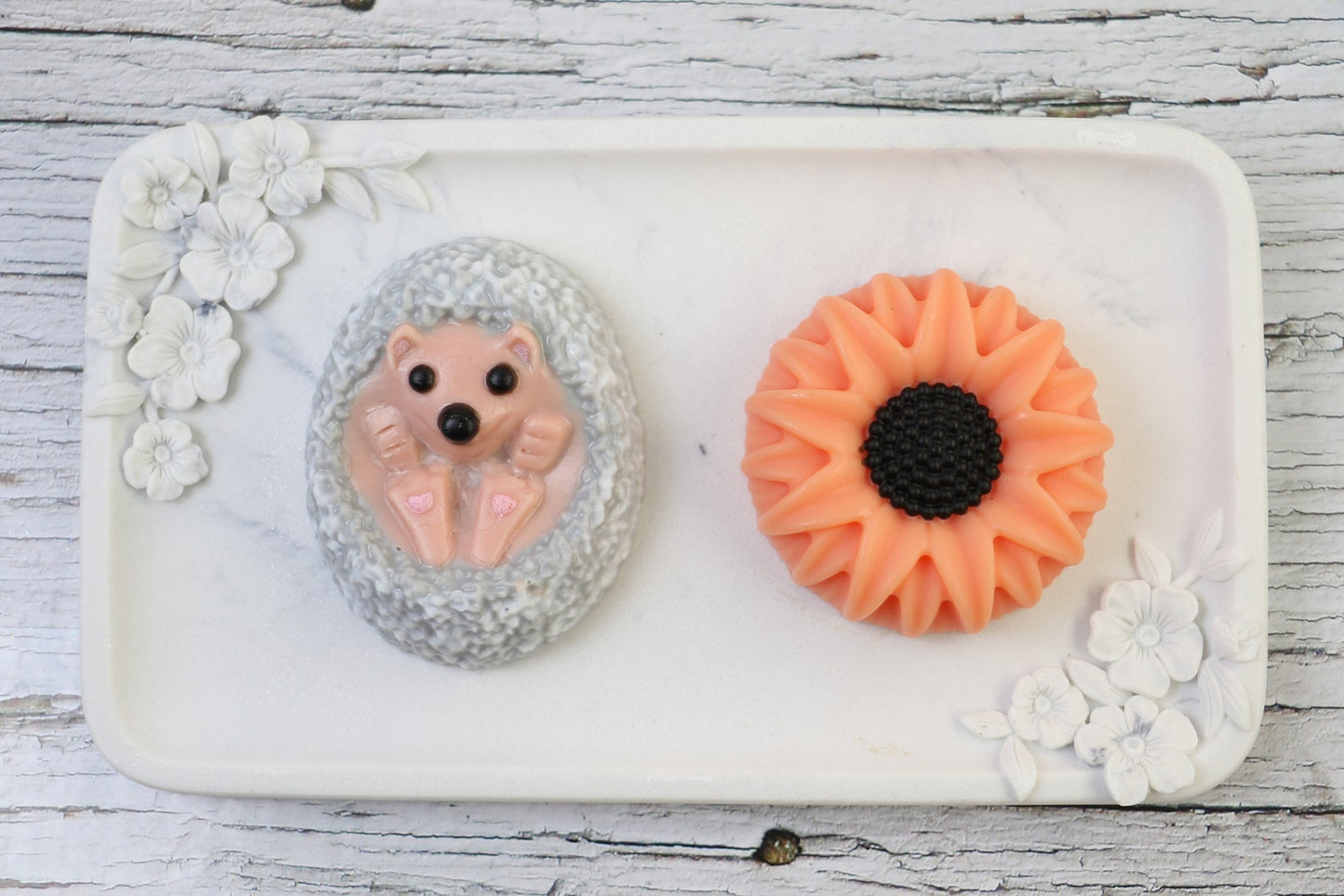 Handmade soap gift set Hedgehog with Sunflower