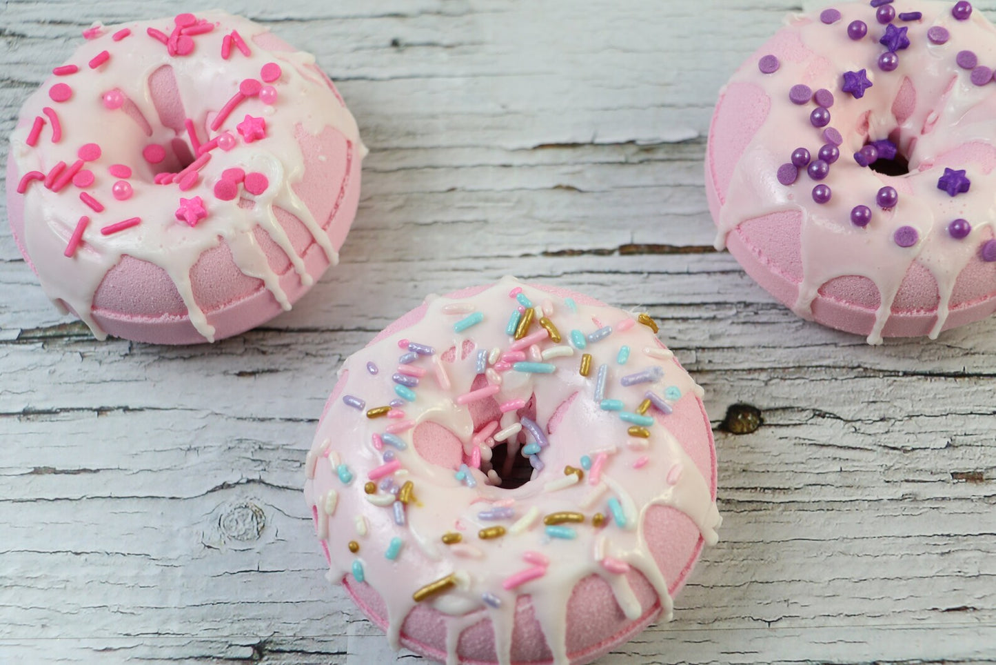 handmade bath bomb pink donut /embeds bath bomb